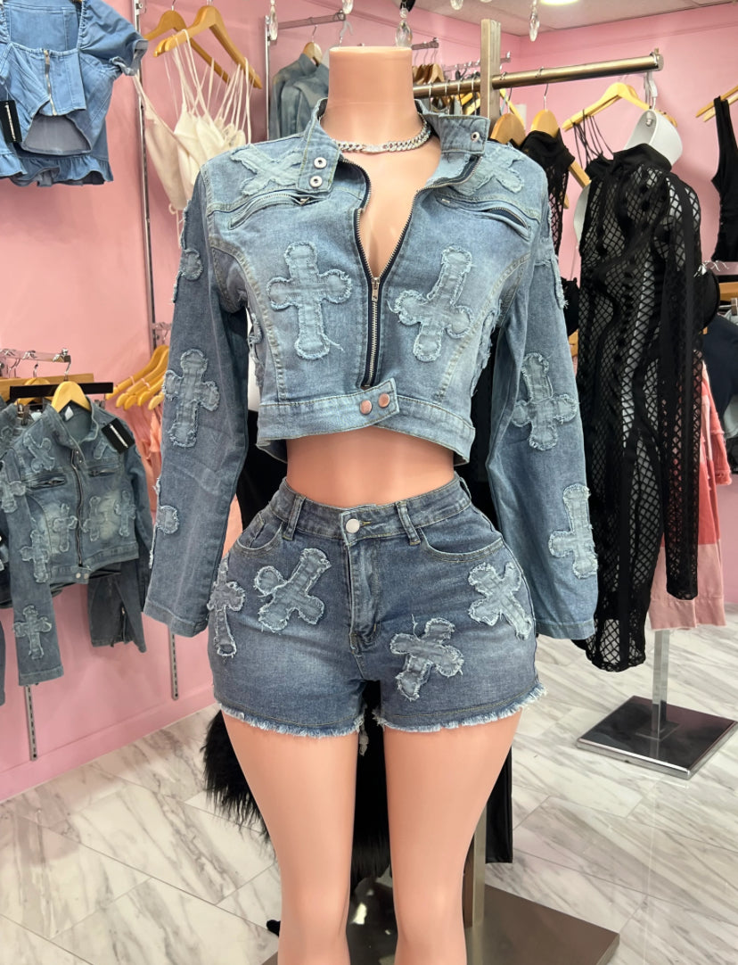 Denim Cross Set