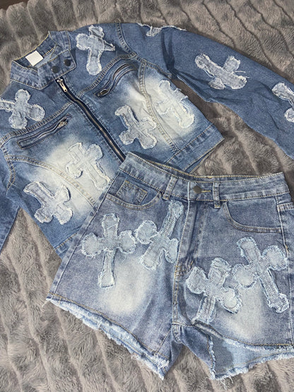 Denim Cross Set