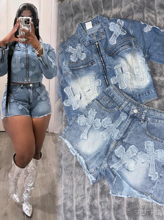 Denim Cross Set